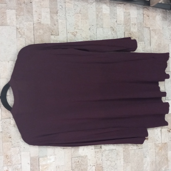 Burgundy Ann Taylor Mixed Gauge Open Front Cardigan Sweater Women's Size M - Picture 2 of 12